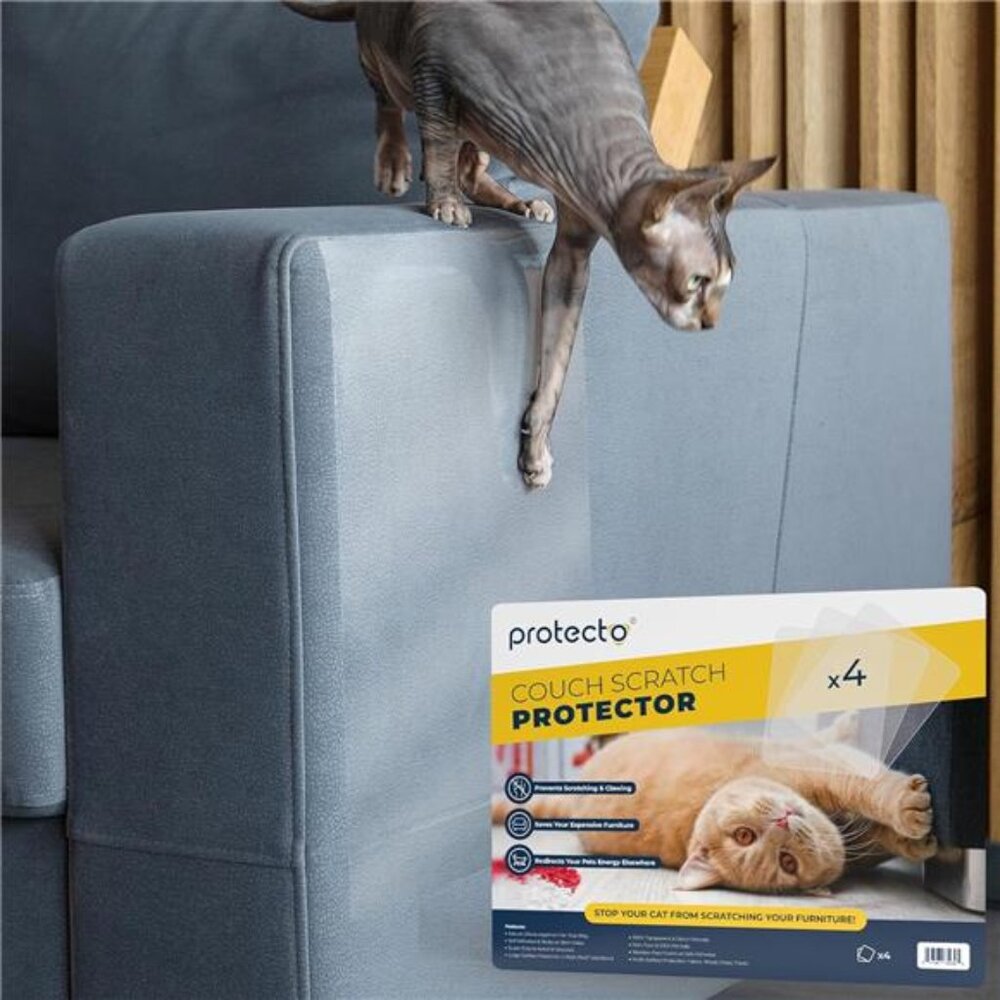 4-Pack Cat Anti Scratch Furniture Protector - 16"x12" Clear Pet Couch Protector